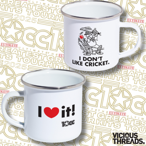 10cc Enamel Mug (I Don't Like Cricket)