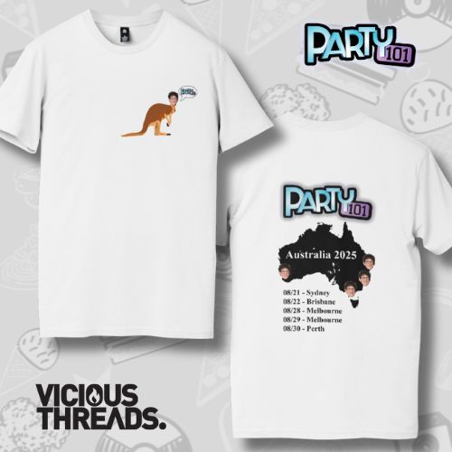 PARTY 101 2025 AUSTRALIAN TOUR TEE